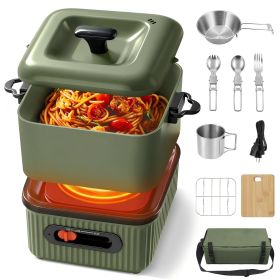 Electric Hot Pot, Portable 1.3L Multi-Cooker with Cookware Set