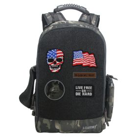 Military Tactical Backpack Work Bag with Five Patches Including 1 US Flags for Outdoor (Color: CP)